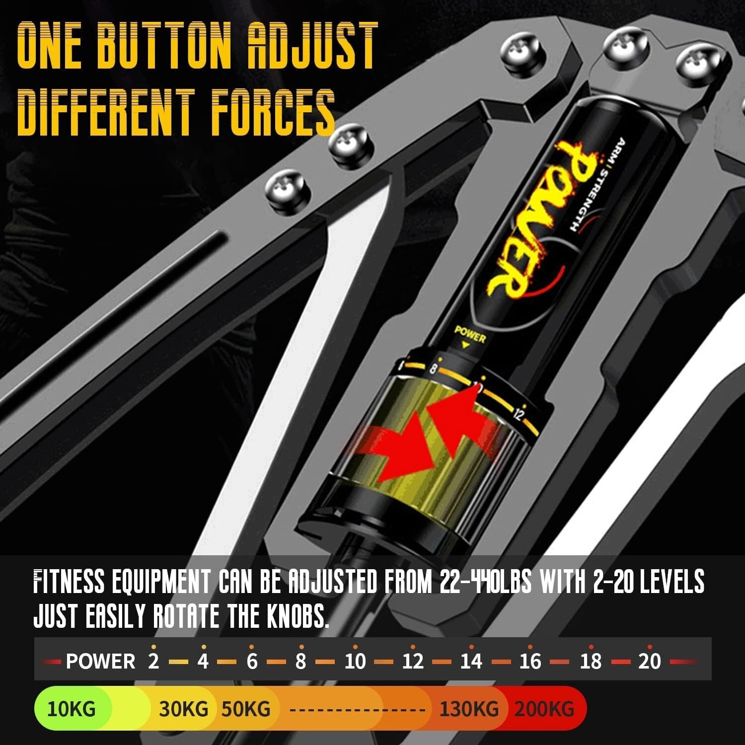 Power Twister Chest Expander - Up to 440lbs, Perfect for Arm Strength Training