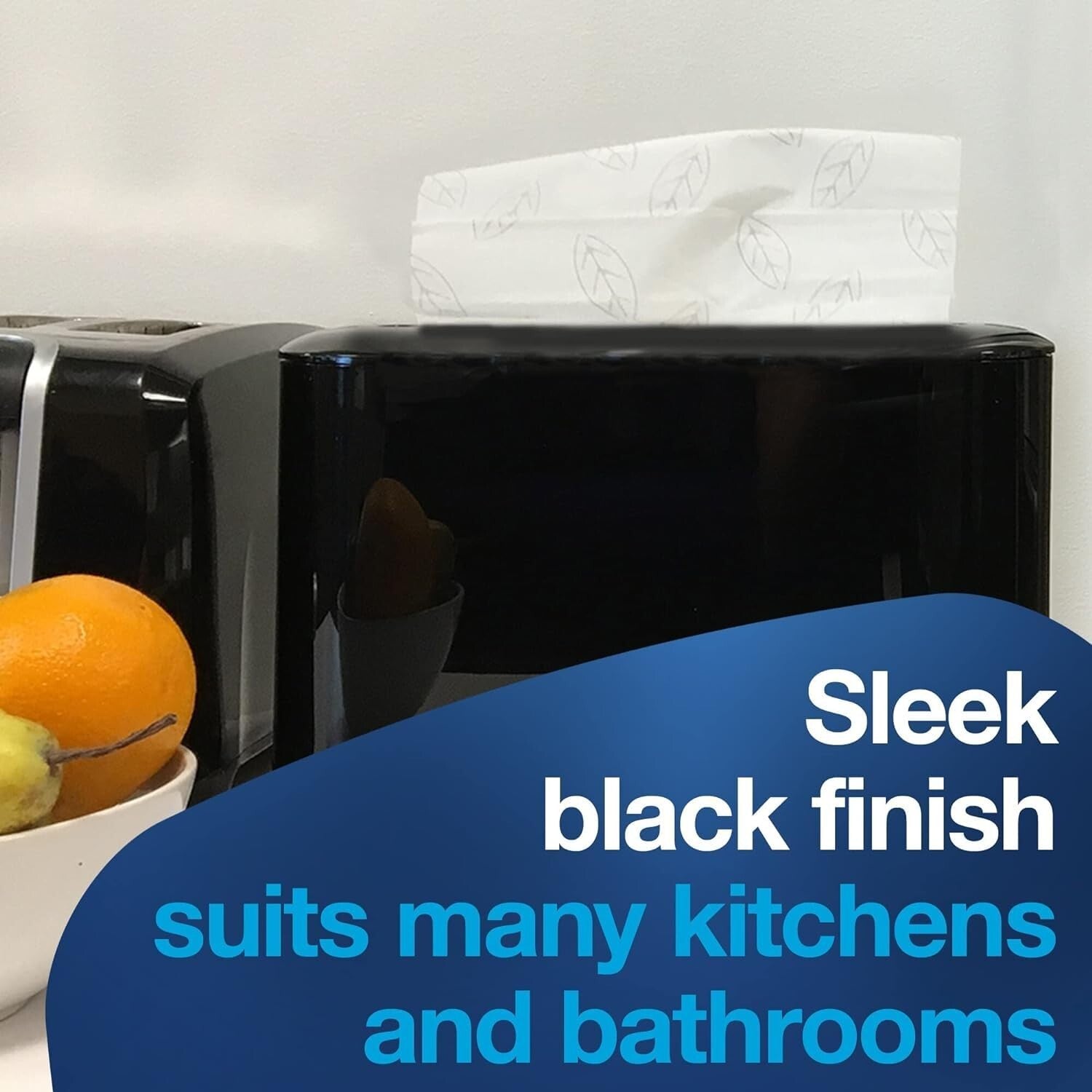 Elegant Bamboo Paper Towel Dispenser - Space-Saving Black Design for H2 Towels