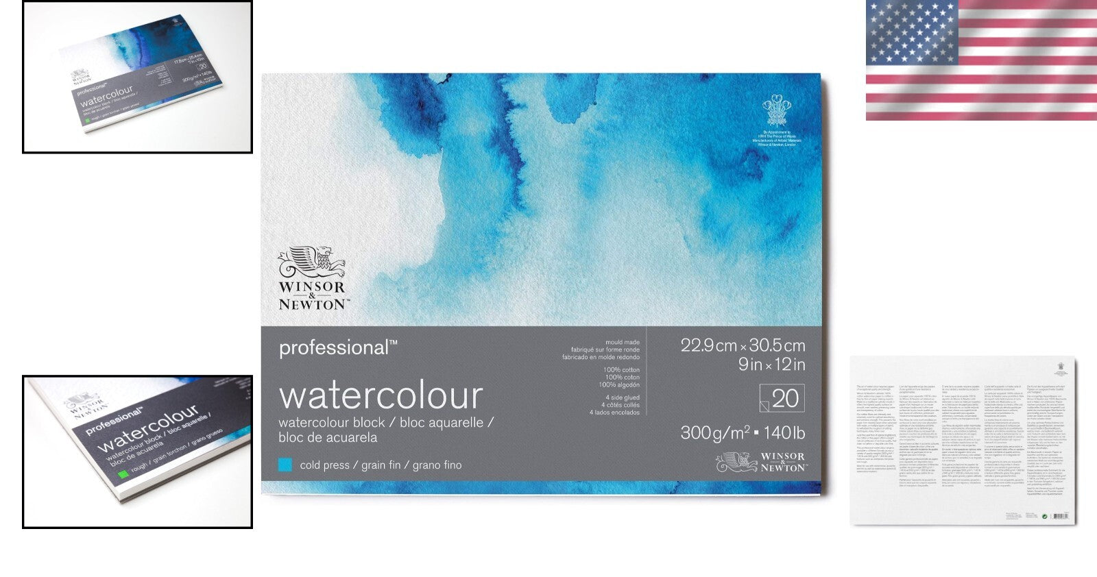 Resilient Watercolor Paper Block, 20 Sheets 9" x 12" - Ideal for Artists
