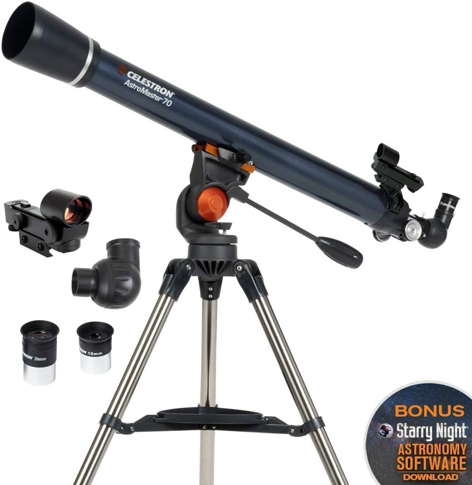 AstroMaster 70AZ Refractor Telescope with 70mm Optics & Adjustable Tripod