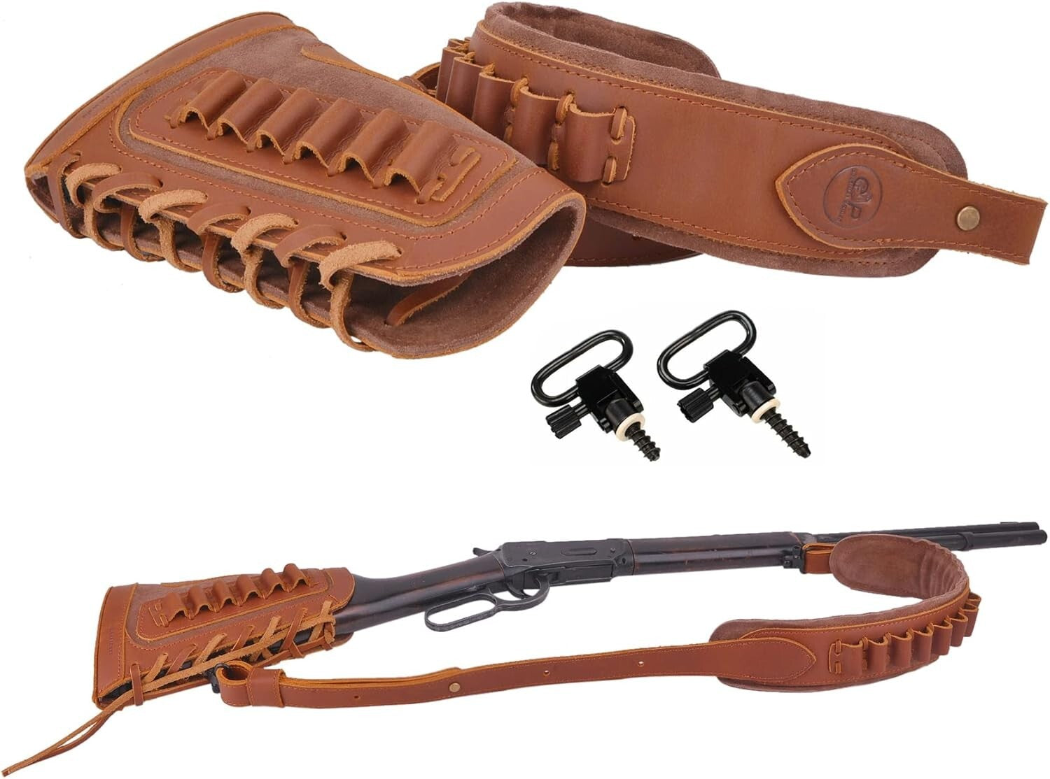 Ergonomic Leather Buttstock with Adjustable Rifle Sling for .30-30 & Beyond