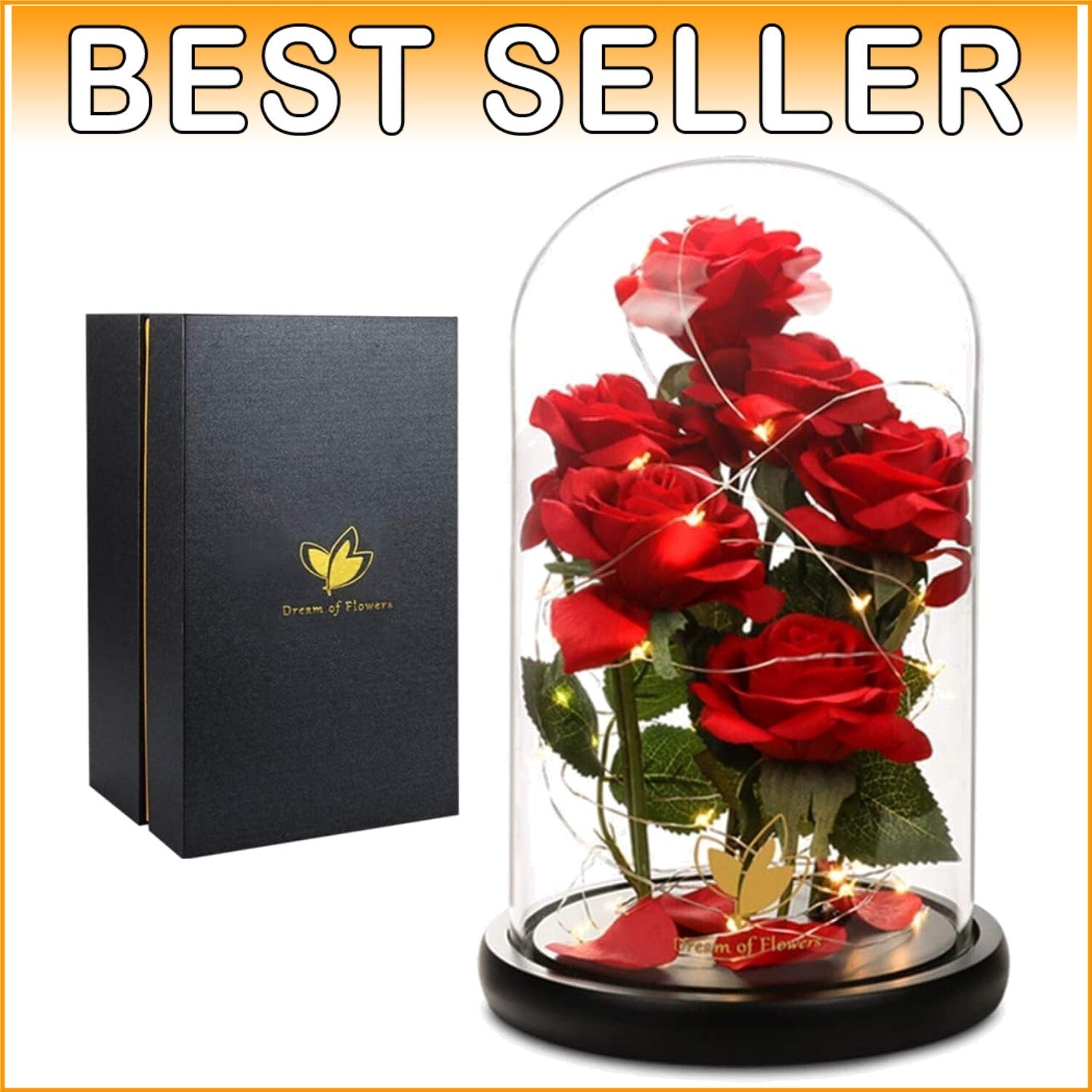 Sophisticated Silk Rose with LED Dome - Ideal Birthday and Valentine's Gifts