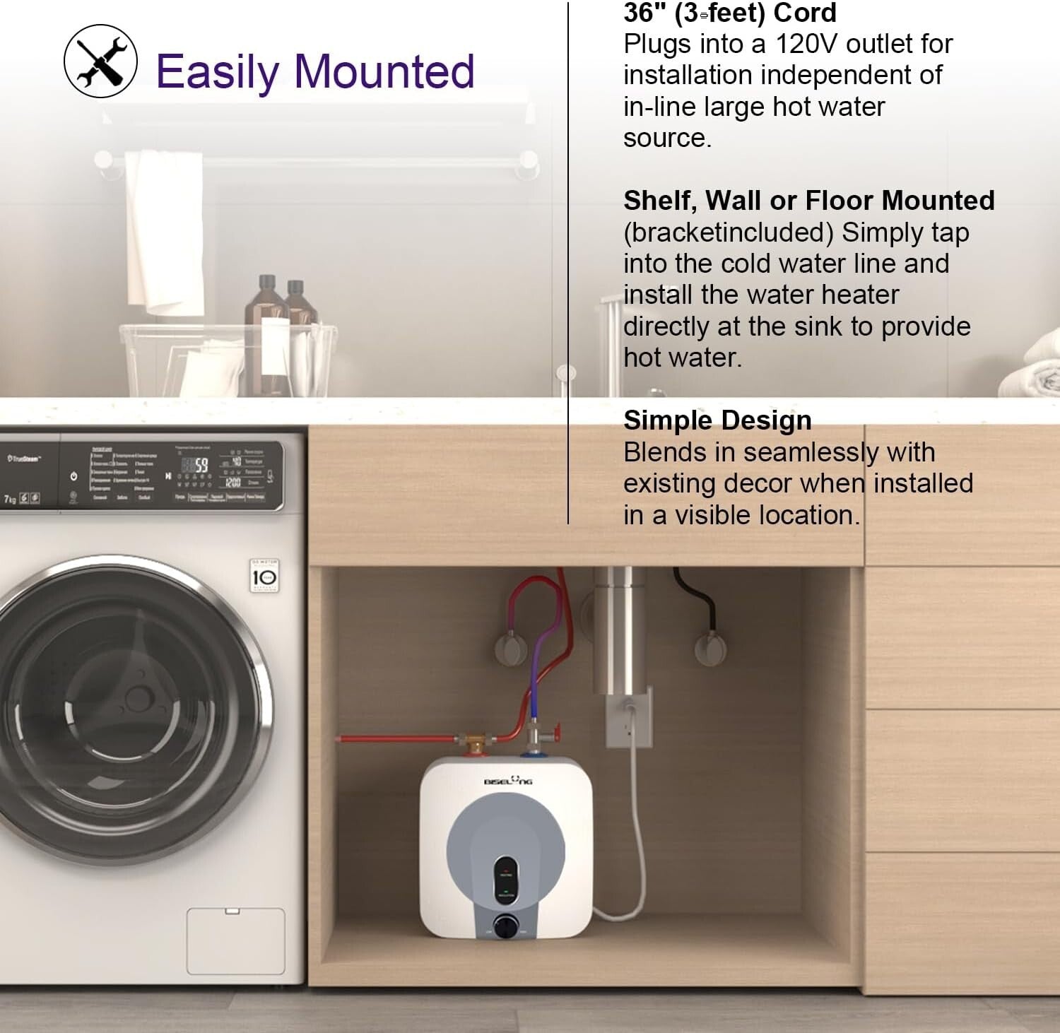 2.5 Gallon 1500W Compact Under Sink Water Heater - Instant Hot Water Solution