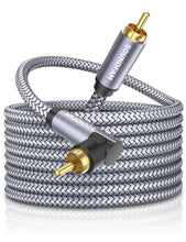 Load image into Gallery viewer, 50ft Tangle-Free 90 Degree RCA Cable for Clear Subwoofer Sound &amp; Easy Connection