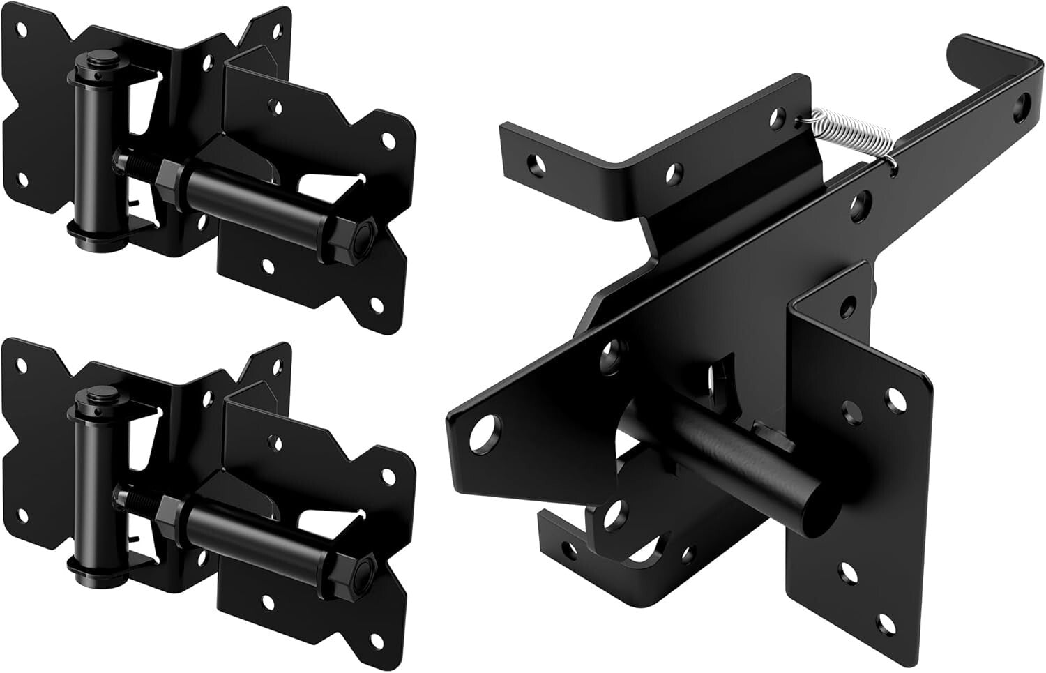 Durable Self-Closing Gate Hardware Kit: Stainless Steel Hinges & Latch Set