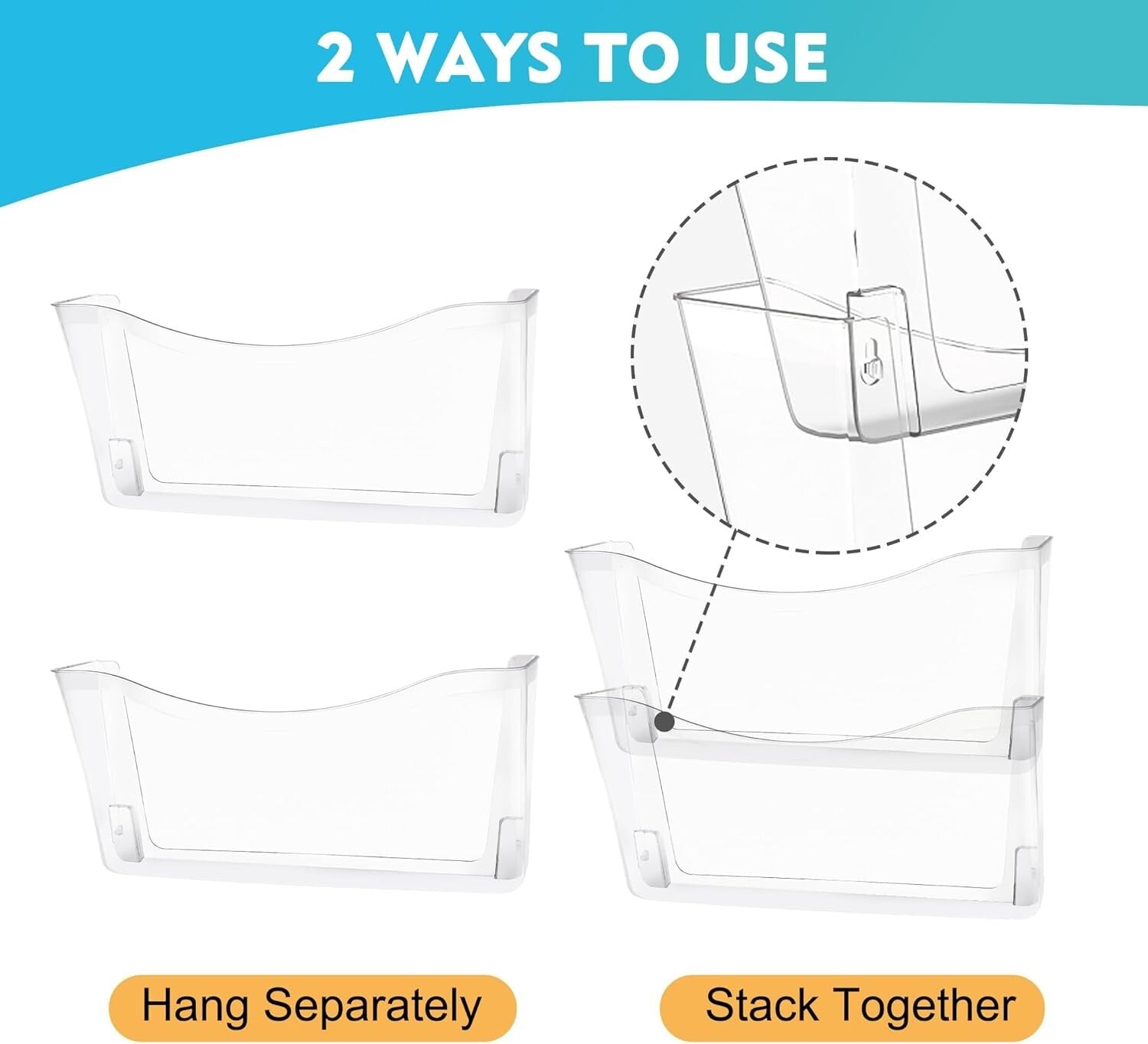 Efficient 8 Pocket Wall File Organizer - Clear Plastic for School, Home & Office