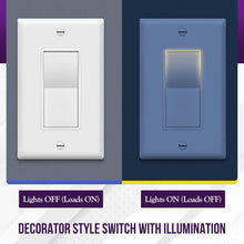 Load image into Gallery viewer, High-Quality Illuminated 3-Way Decorator Switch - 10 Pack with Grounding Screw