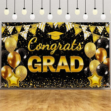 Load image into Gallery viewer, One-Stop Graduation Party Kit - 245pcs Black &amp; Gold Supplies for Easy Hosting