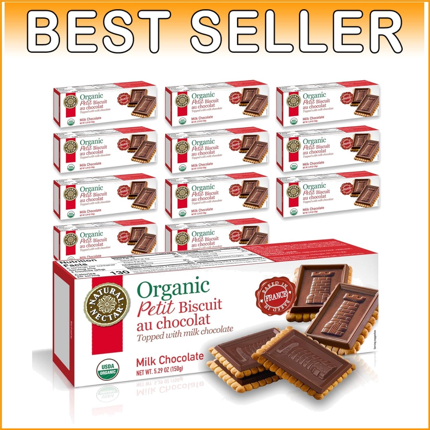 Luxury Organic Milk Chocolate Petit Biscuit Pack - 12 Snacks, Ideal for Sharing