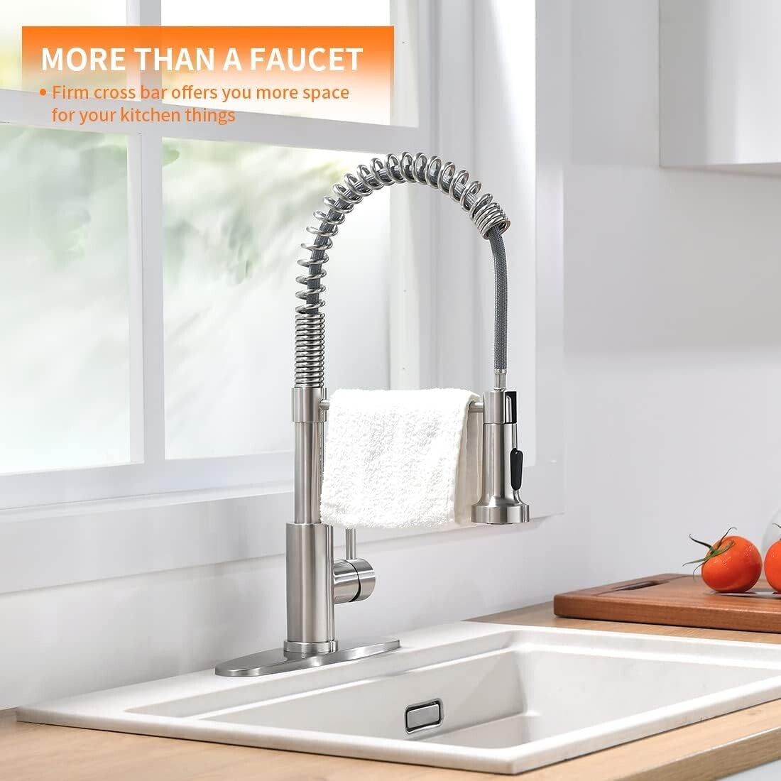Brushed Nickel Pull Down Kitchen Faucet with 360° Swivel Sprayer - Easy Install