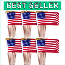 Load image into Gallery viewer, 100 Mini American Flags on Sticks - Safe &amp; Durable for Events &amp; Celebrations