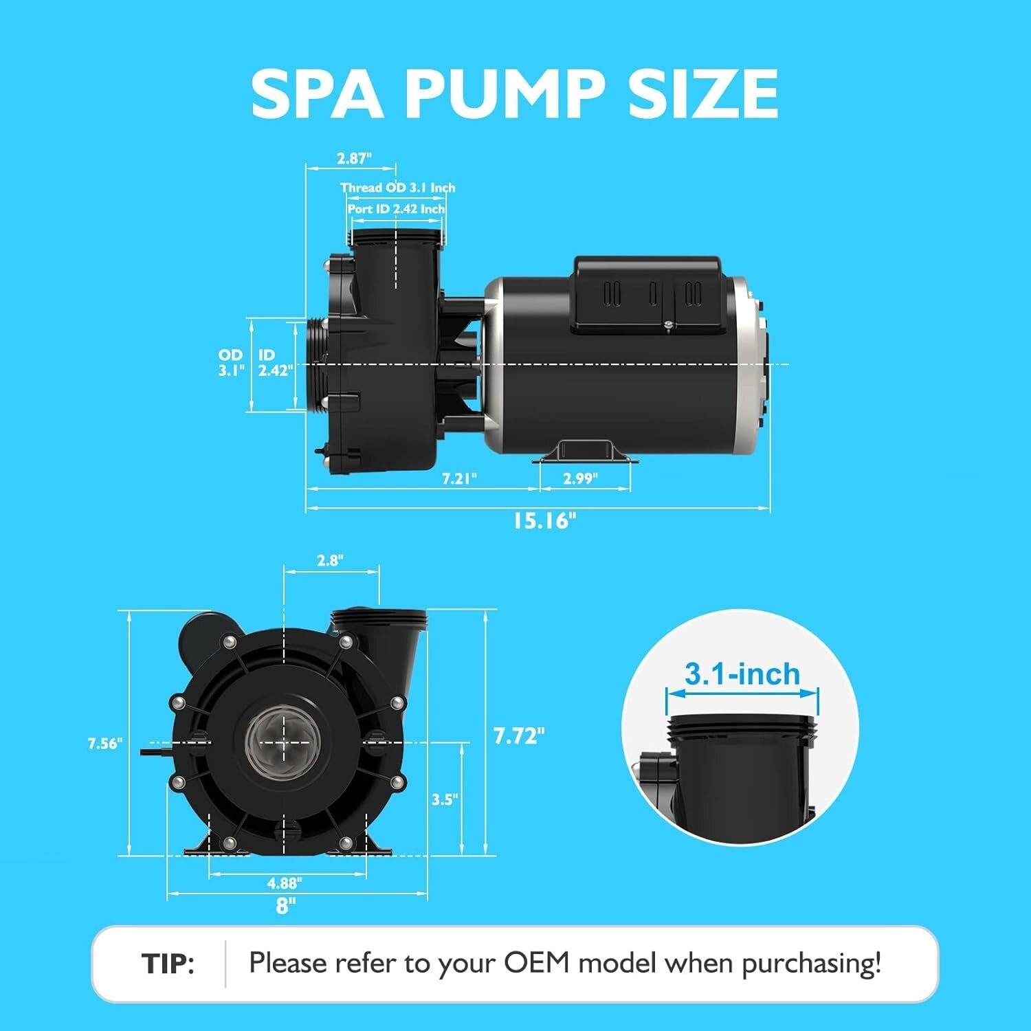 Whisper-Quiet 1.5HP SPA Pump - Perfect for Efficient Hot Tub Circulation