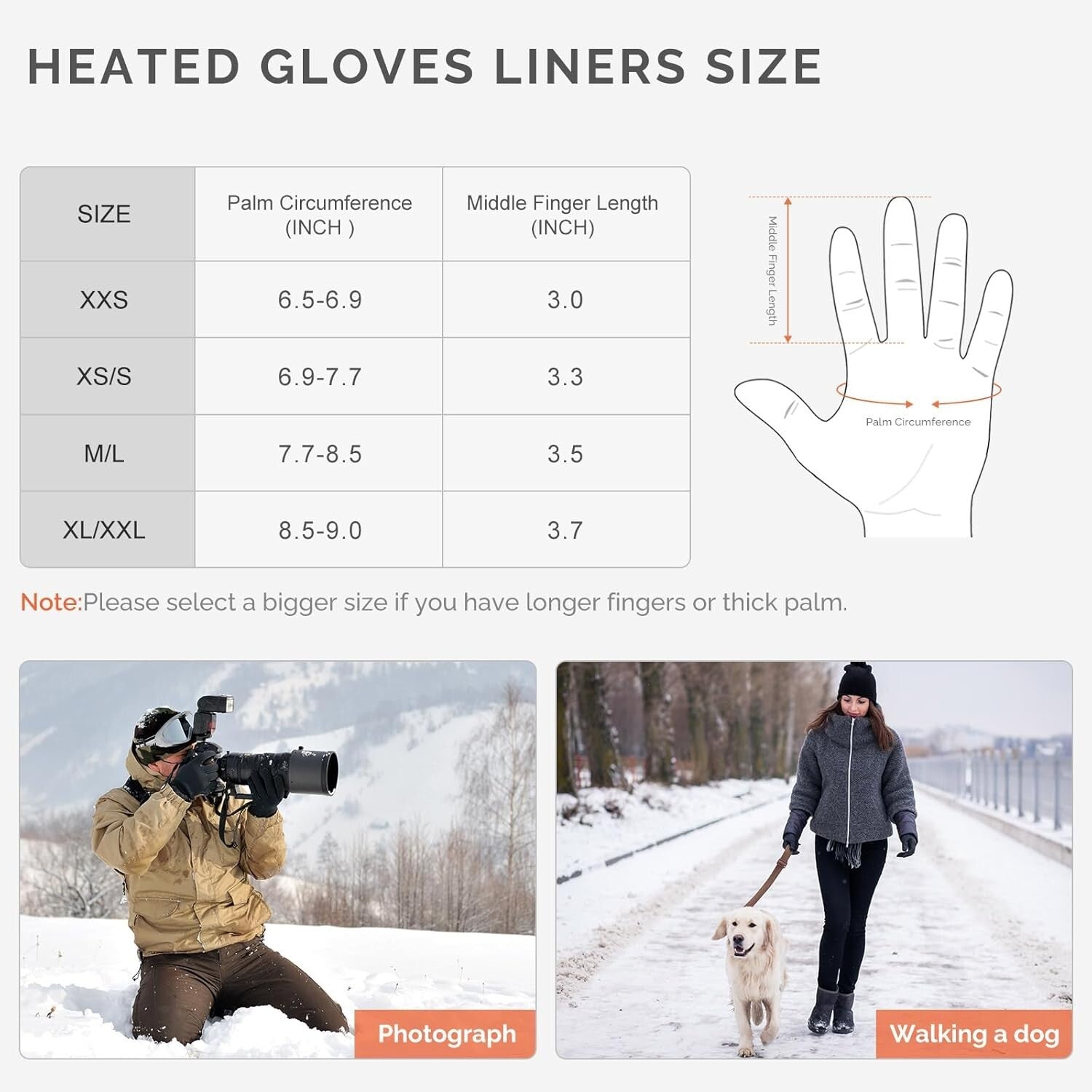 Thin & Flexible Electric Heated Gloves with Touch Sensors for Outdoor Activities