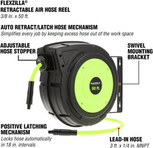 Load image into Gallery viewer, Premium Hybrid 3/8" x 50 ft. Air Hose Reel - Retractable, Heavy Duty, ZillaGreen