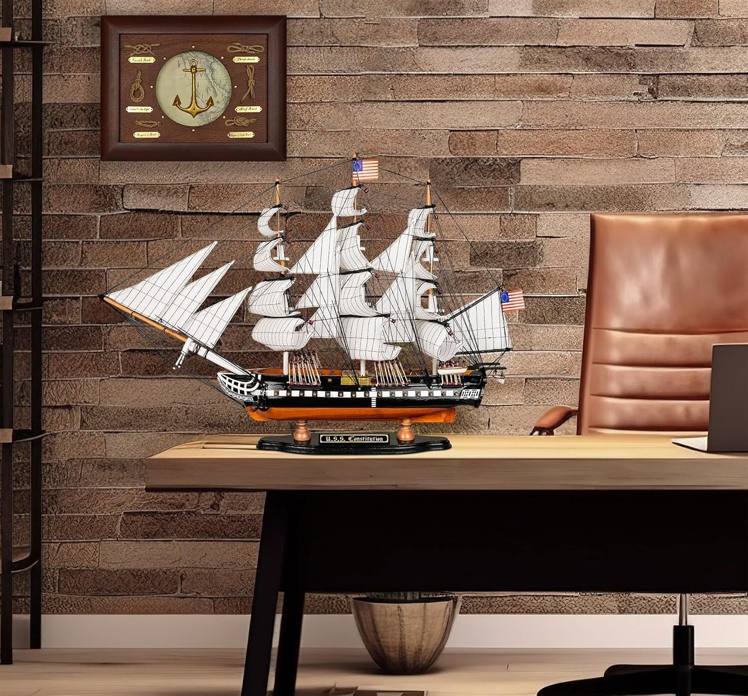 Elegant 26” USS Constitution Replica - Fully Assembled Nautical Tabletop Decor