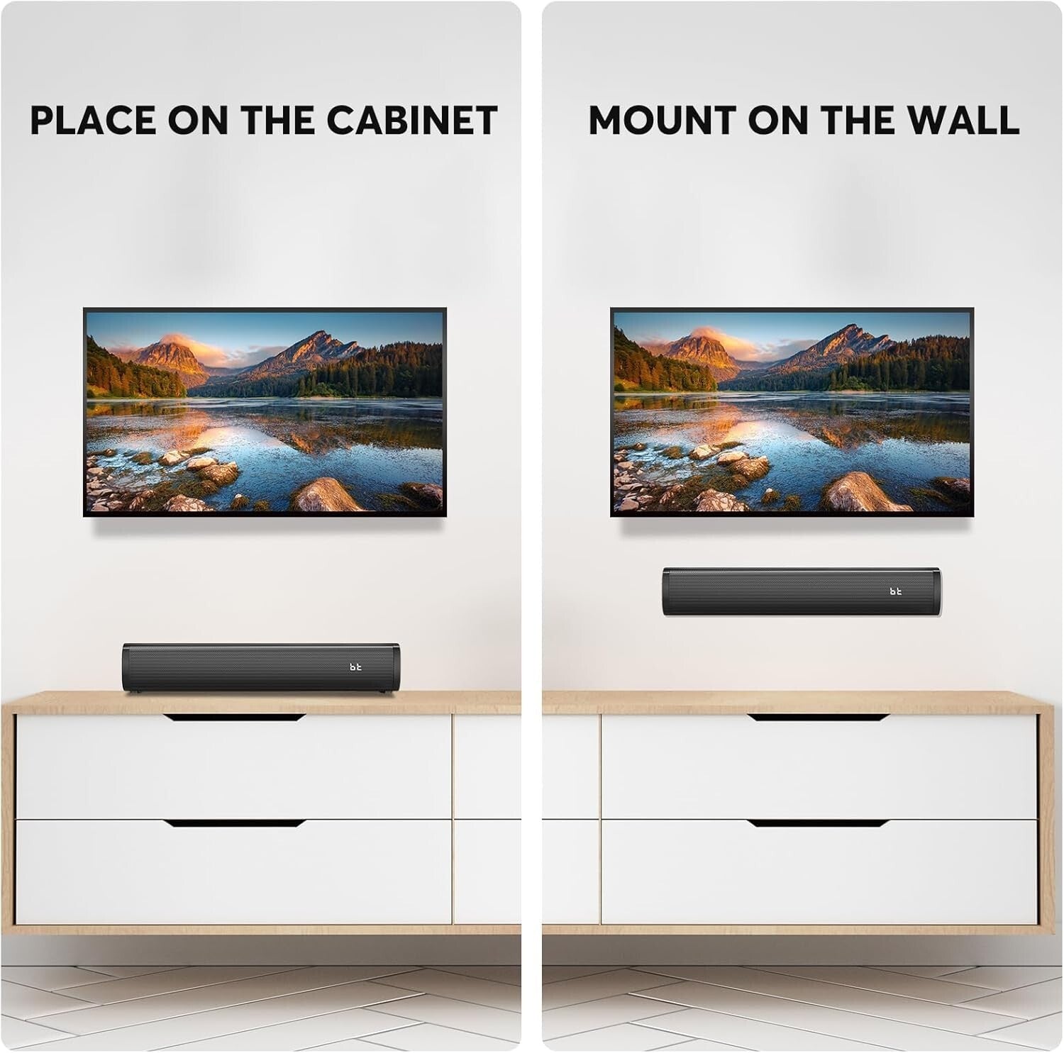2.1 Channel Small Soundbar with Built-in Subwoofer & 6 Voice Enhancement Levels