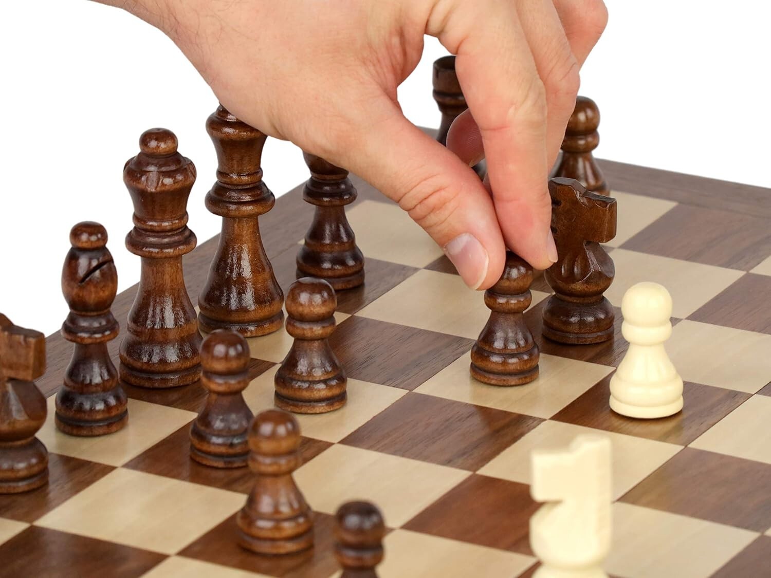 Artisan Wooden Chess Set with 15 x 15 Folding Board - Perfect Family Game Night