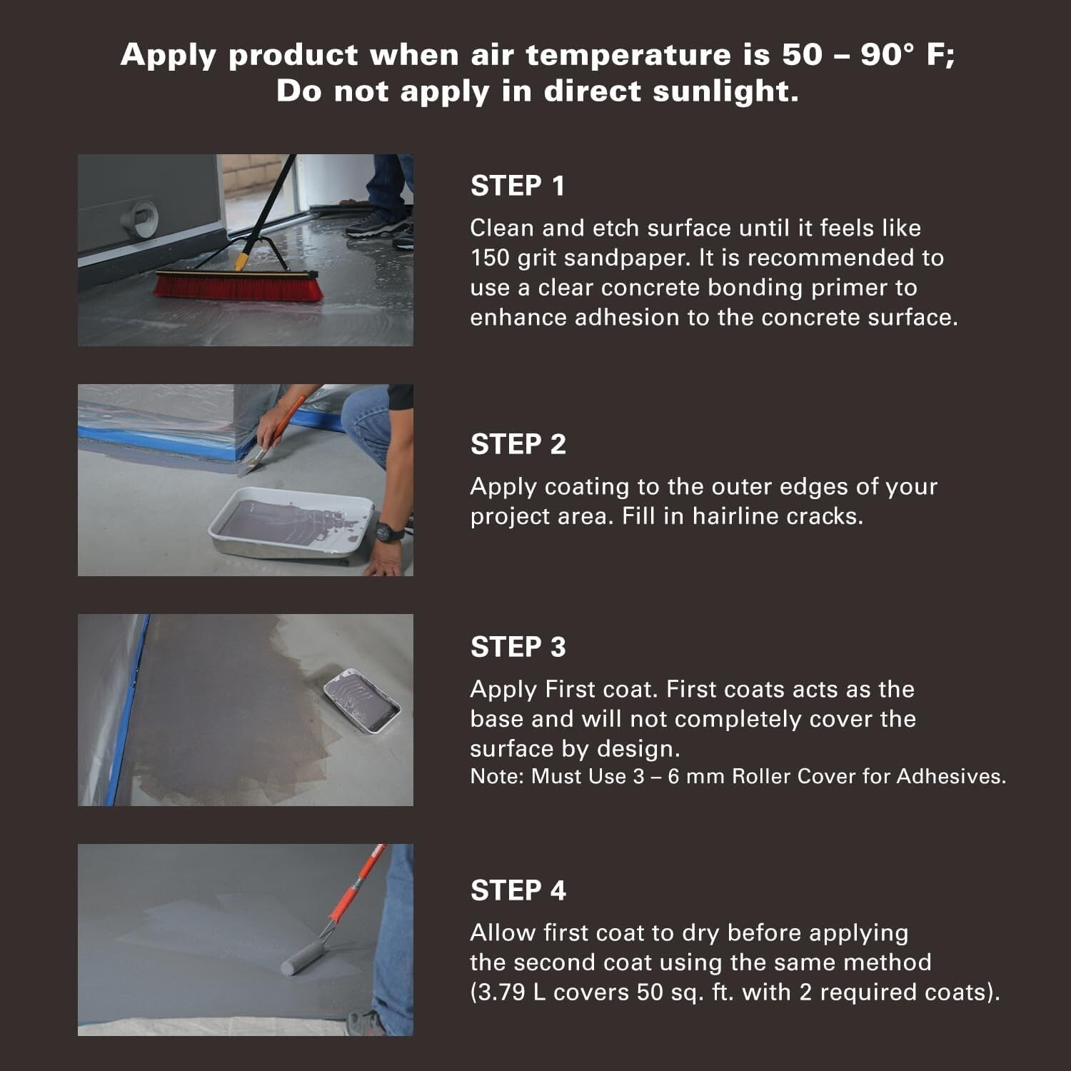 Water-Resistant Decorative Concrete Paint, 1 Gallon Gray for Driveways & Patios