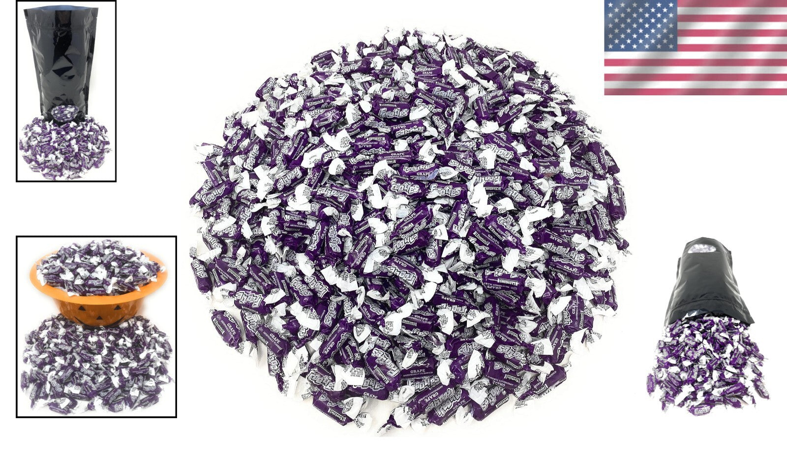 Bulk Grape Flavor Frooties Taffies - 5 lb Resealable Bag of 735+ Chewy Treats