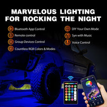 Load image into Gallery viewer, Wireless RGB LED Rock Light Set with App Control for Enhanced Vehicle Visibility