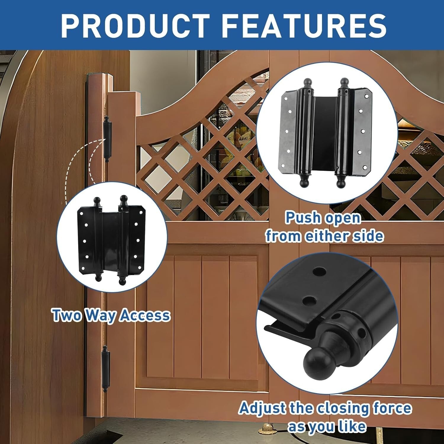 Commercial Grade Black Steel Hinges - Durable Self-Closing Door Hardware