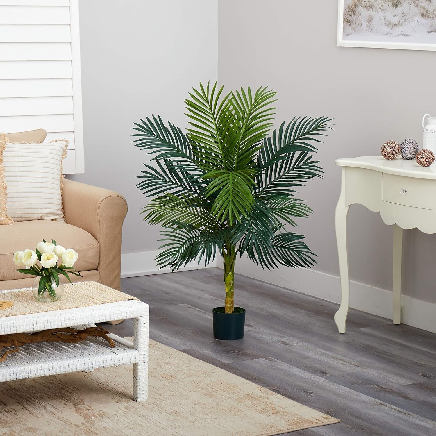 Elegant 4ft Golden Cane Palm Tree - Perfect for Home or Office Aesthetics