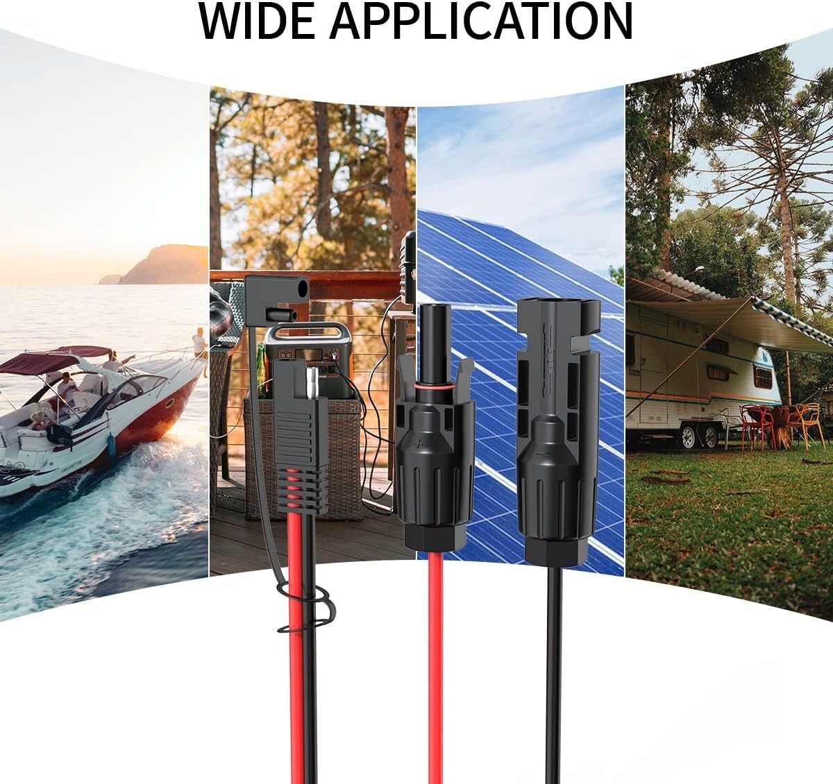 Weatherproof 10AWG Solar Panel Extension Cable with Quick Connect SAE Adapter