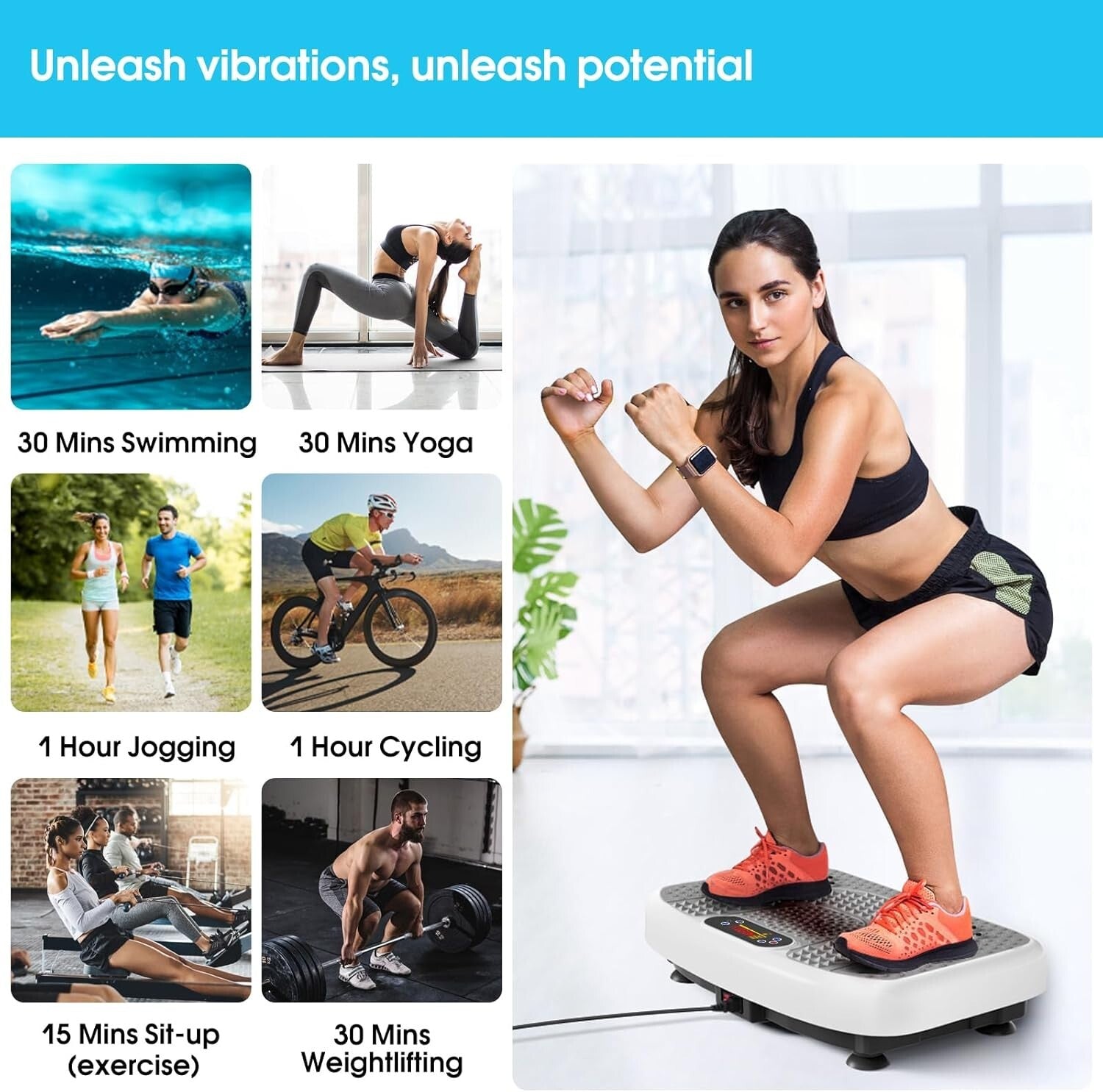 Efficient Vibrating Plate for Home Workouts - 400 lbs Capacity & Non-Slip Design
