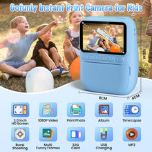 Load image into Gallery viewer, Exciting Instant Print Kids Camera with Built-in Flash &amp; Color Pencils - Blue