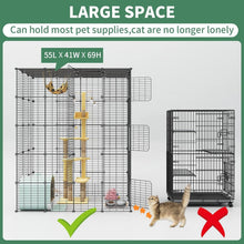 Load image into Gallery viewer, Modern Black Metal Cat Cage with Scratching Posts - Ideal for Indoor Leisure