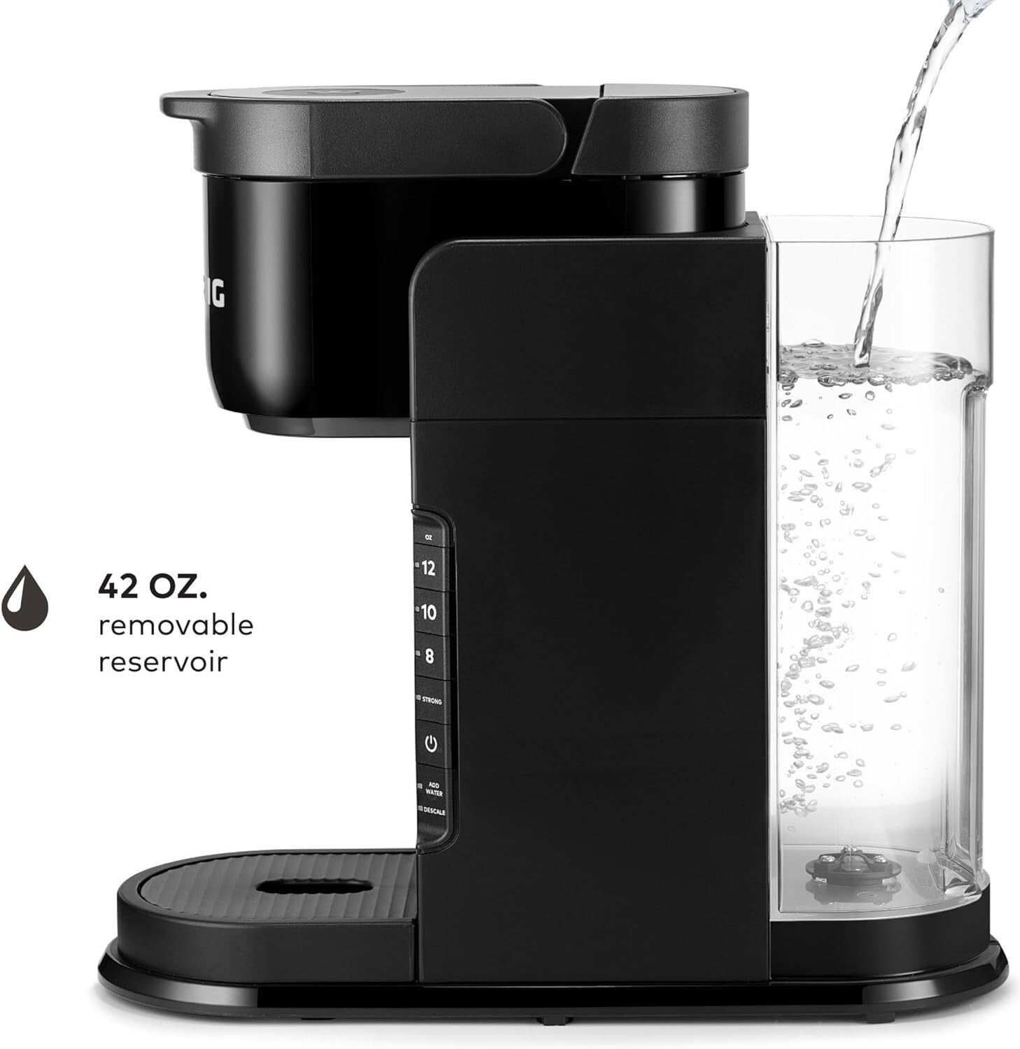 Efficient Single Serve Coffee Maker with Strong Brew & Reusable Filter