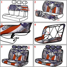 Load image into Gallery viewer, Universal Fit American Flag Camo Seat Covers with Steering Wheel and Accessories