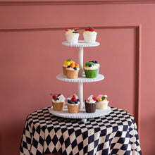 Load image into Gallery viewer, Elegant White Beaded Cupcake Towers for Weddings &amp; Parties - Holds 74+ Treats