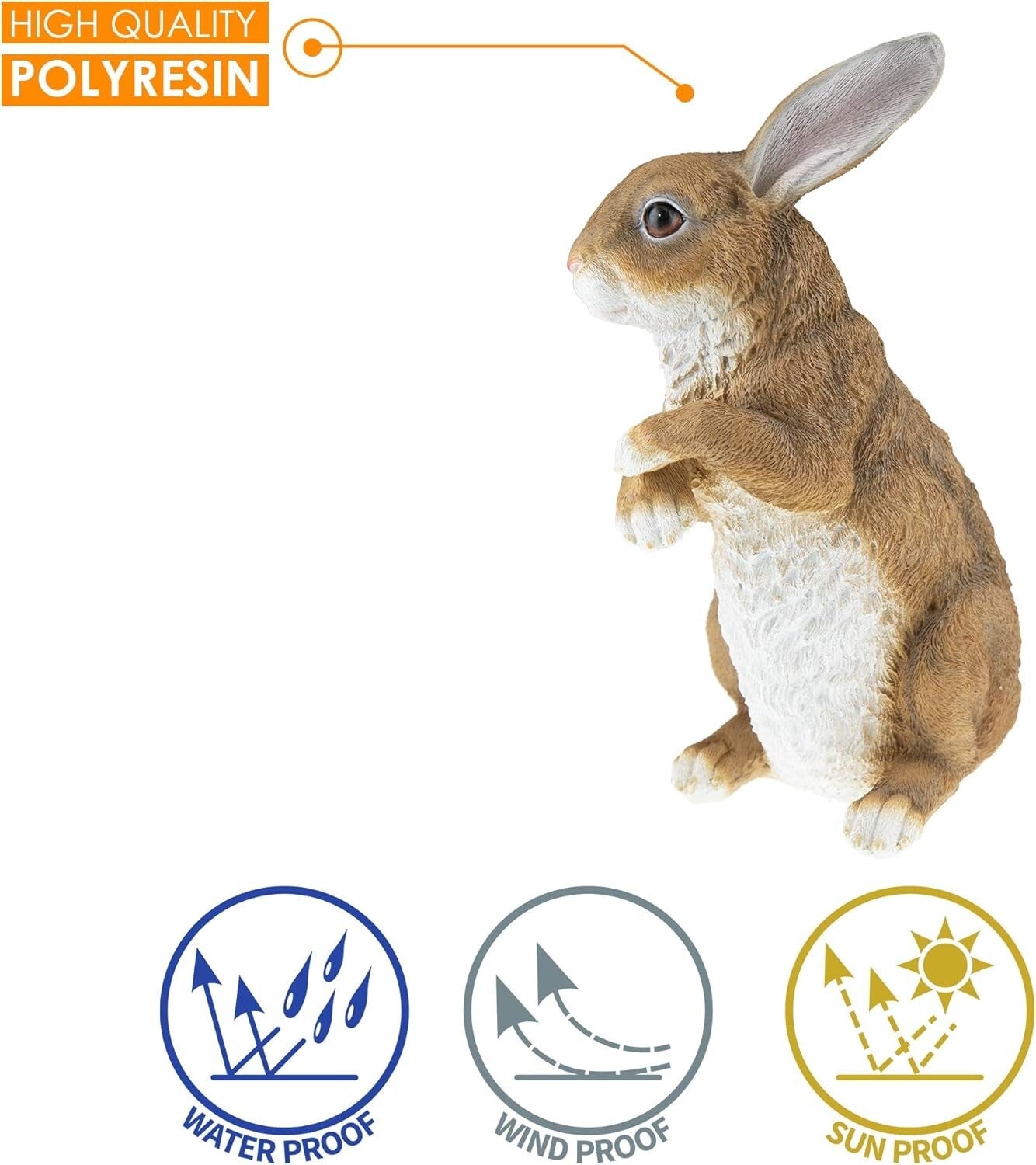 Charming Hand-Painted Rabbit Garden Statue - Durable Resin Outdoor Décor