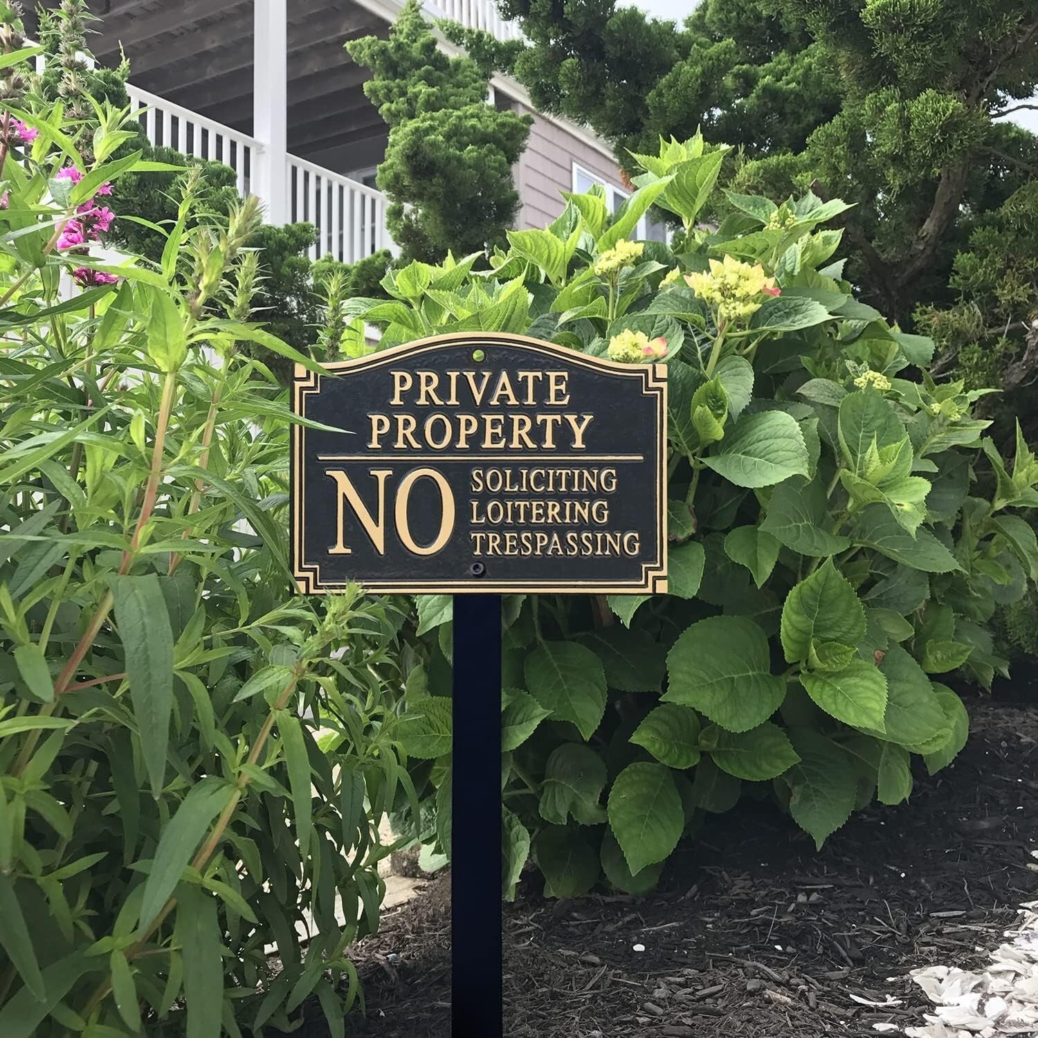 Weather-Resistant No Trespassing Sign - Decorative Private Property Yard Plaque