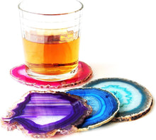 Load image into Gallery viewer, Colorful Agate Coaster Set (4) with Non-Slip Bumpers for Stylish Interiors