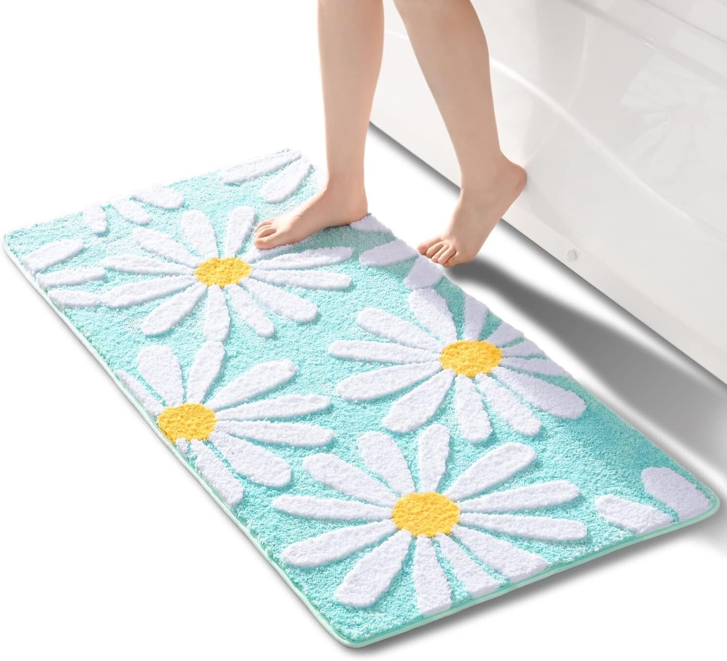 Floral 24x48 Inch Non-Slip Microfiber Bath Rug - Soft, Absorbent & Stylish