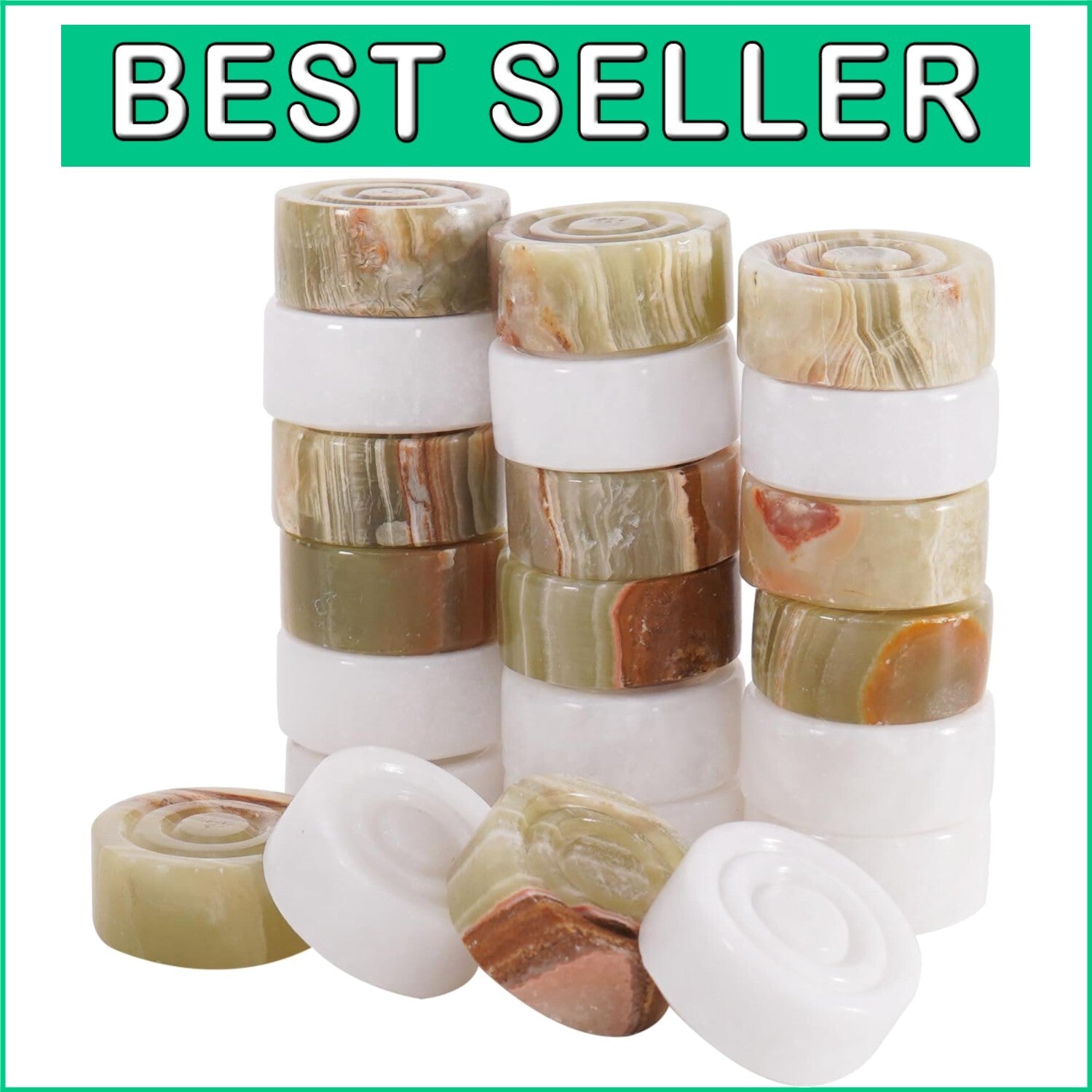 Elegant Onyx Marble Checkers Pieces - 1.25'' Handmade Luxury Game Accessories