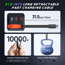 Load image into Gallery viewer, Multi-Device 65W USB C Travel Charger with Retractable Cable &amp; LCD Display