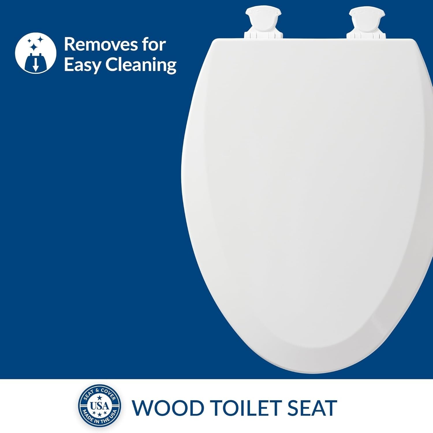 High-Gloss White Elongated Toilet Seats 2-Pack with Molded Wood for Durability