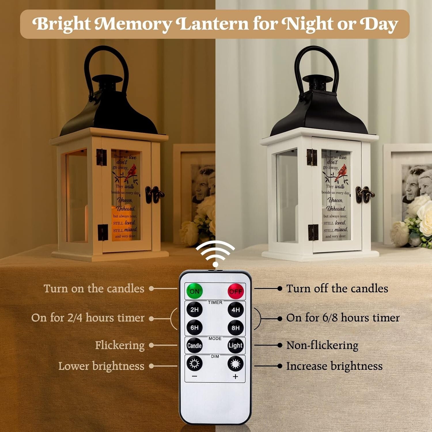 Comforting Battery Operated Lantern with Remote for Grieving Hearts – 14x6x6