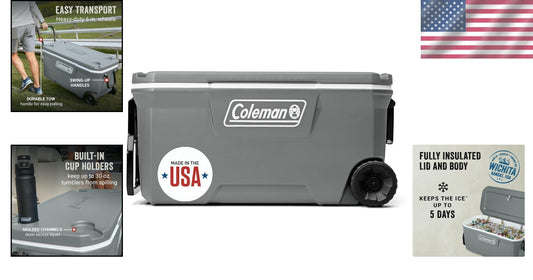Classic Series 100qt Wheeled Cooler: Ice Retention & Seat Lid for Adventure