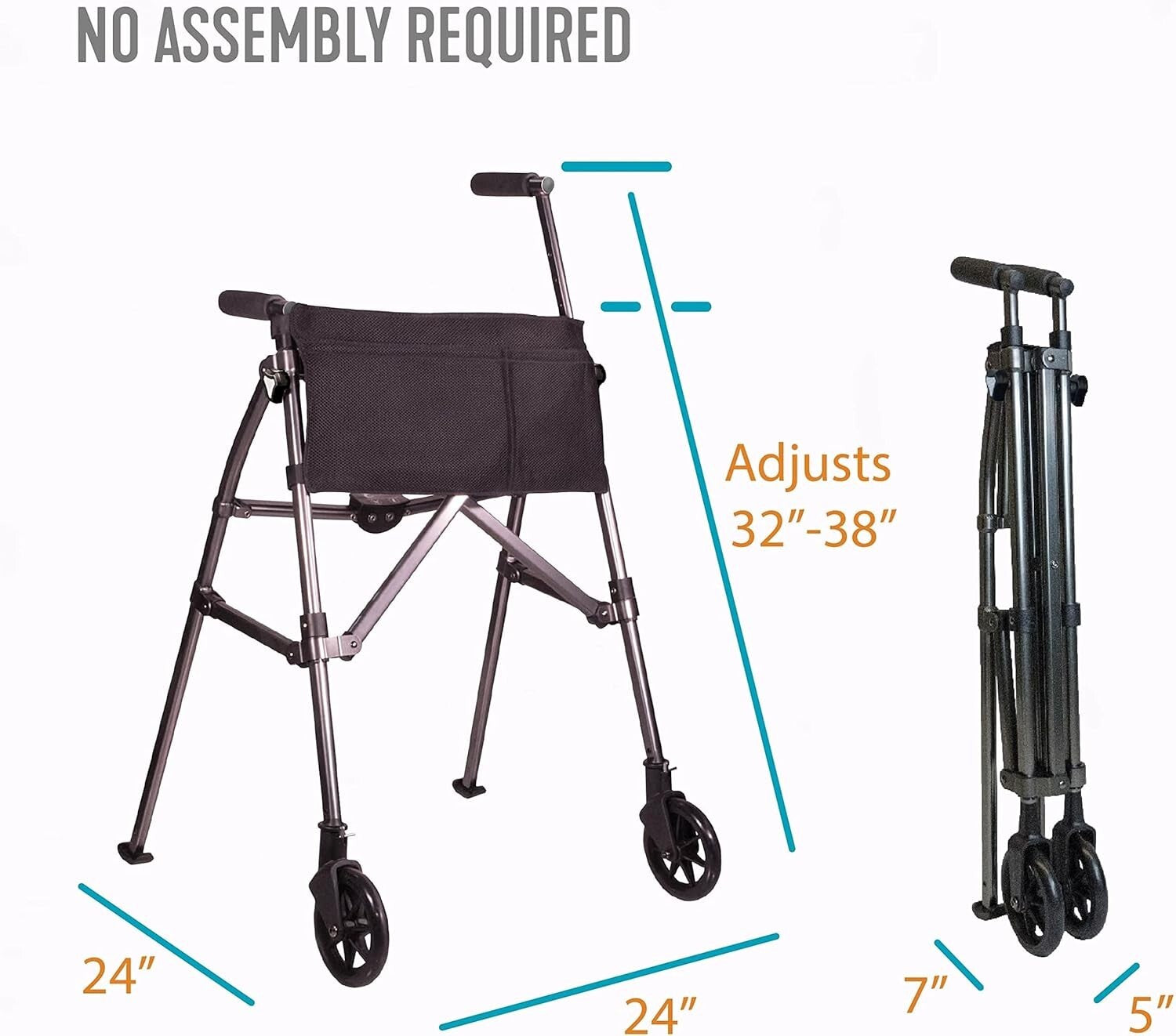6-Inch Locking Swivel Wheel Walker - Lightweight Travel Companion for Seniors