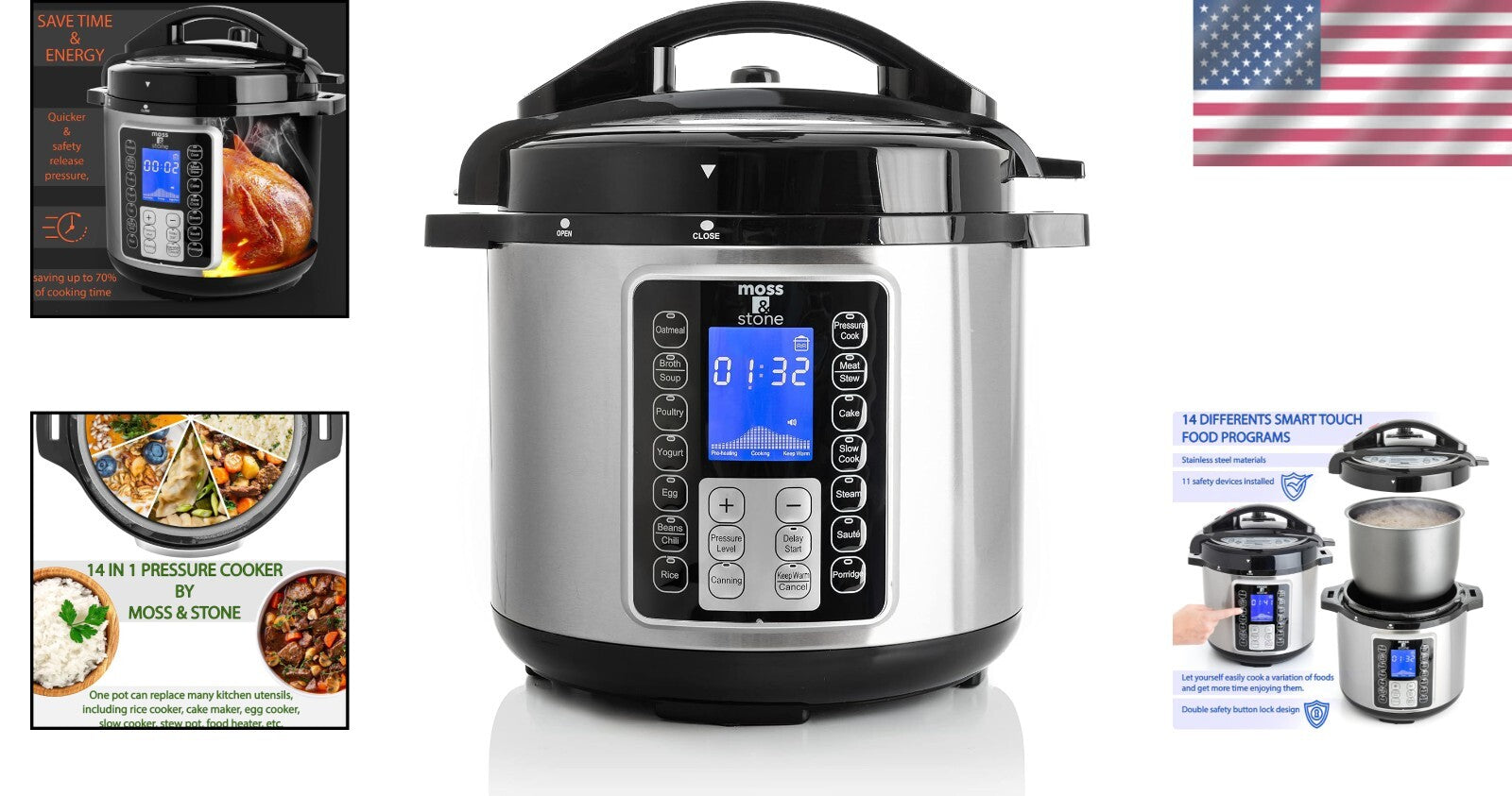 Ultimate 6 Quart Stainless Steel Electric Pressure Cooker with Safety Features