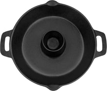 Load image into Gallery viewer, Universal Cast Iron Vertical Chicken Roaster with Roasting Pan – 11' Diameter