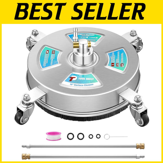 Portable 14” Pressure Washer Surface Cleaner with 4 Wheels for Ultimate Mobility