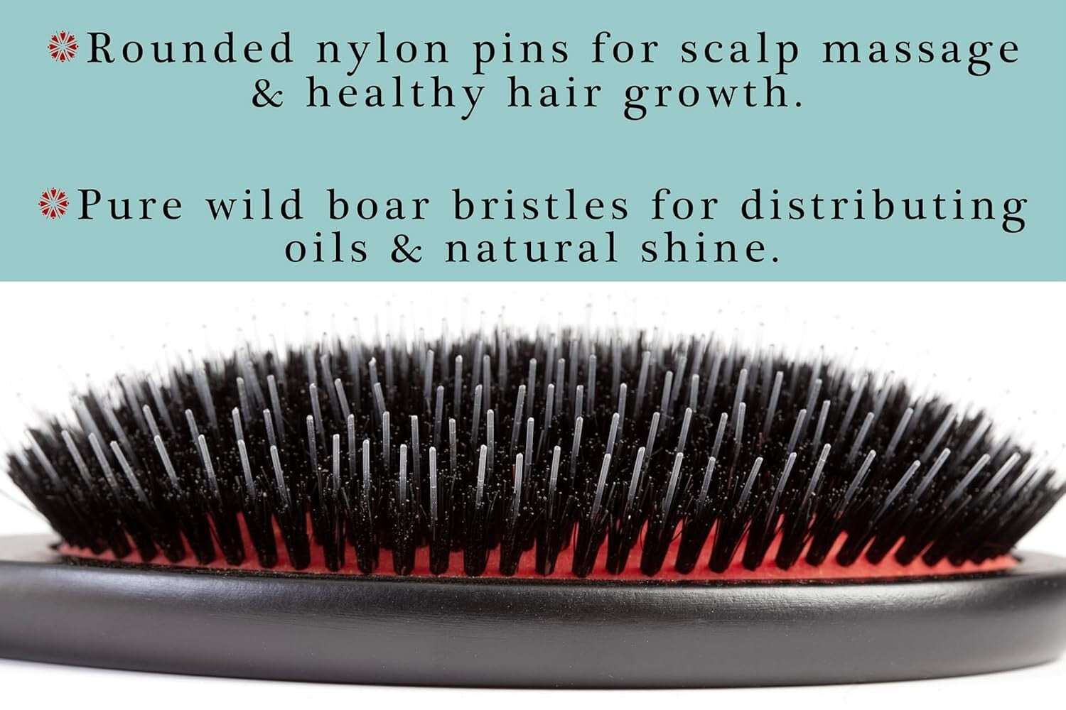 Handmade German Hair Brush: Oval with Wild Boar Bristles for Smooth, Shiny Hair