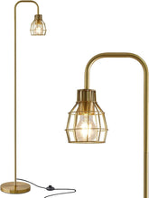 Load image into Gallery viewer, Stylish 63.75" Gold Industrial Floor Lamp with Eco-Friendly 4W LED &amp; Footswitch
