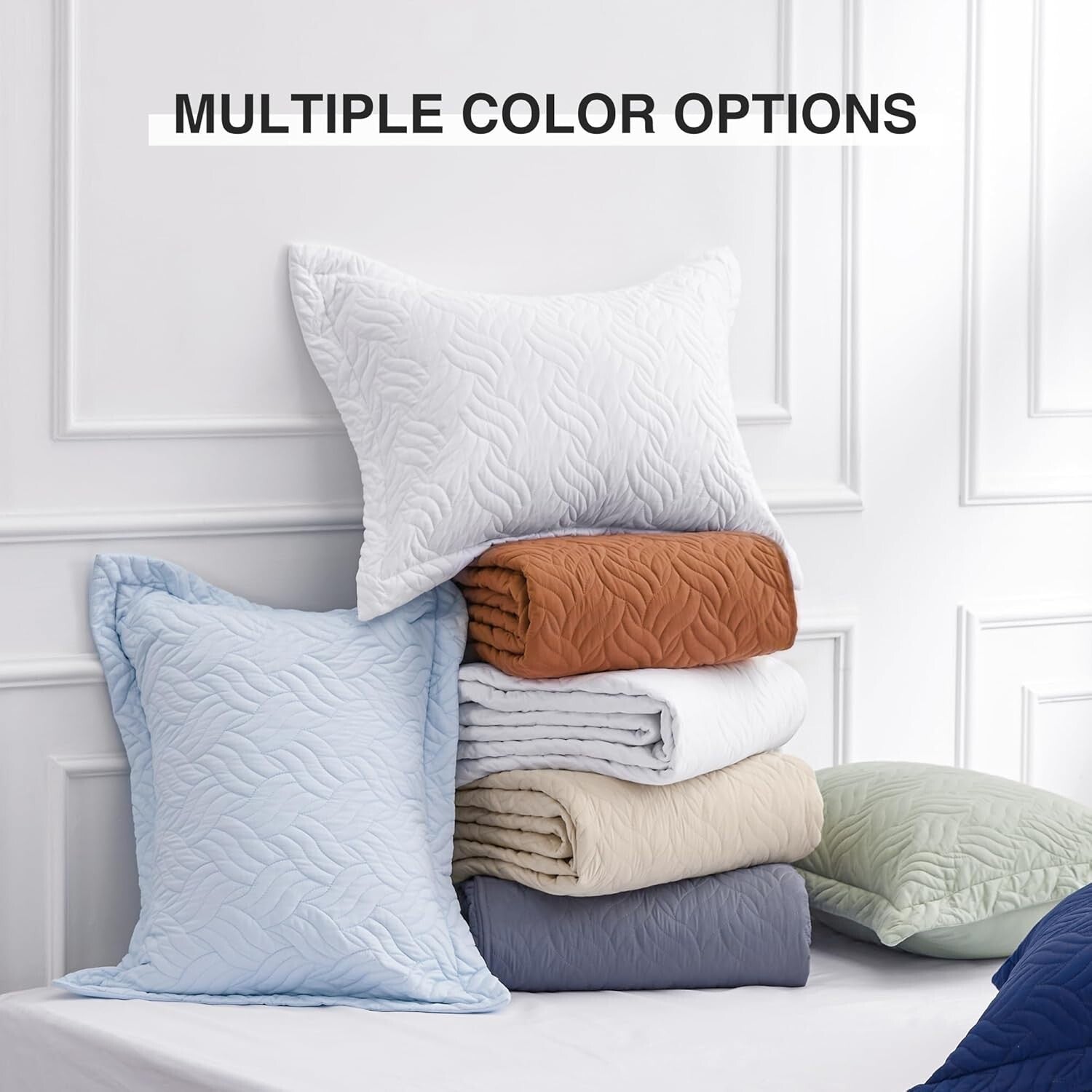 Durable Wave Pattern King Quilt and Pillow Shams - Perfect for Year-Round Use