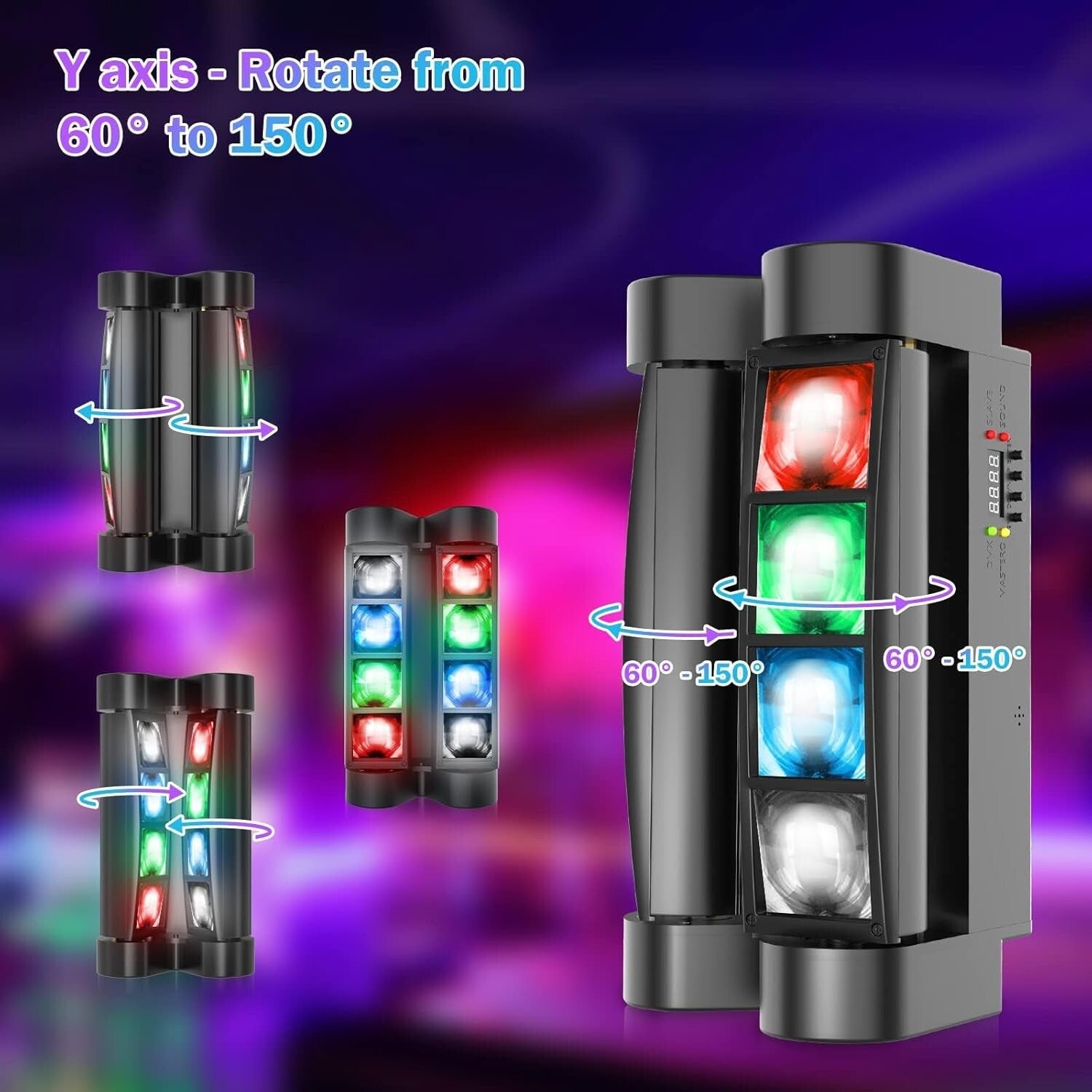 Sound Activated 8x3W RGBW Moving Head Light - Ideal for Parties, Weddings, Clubs